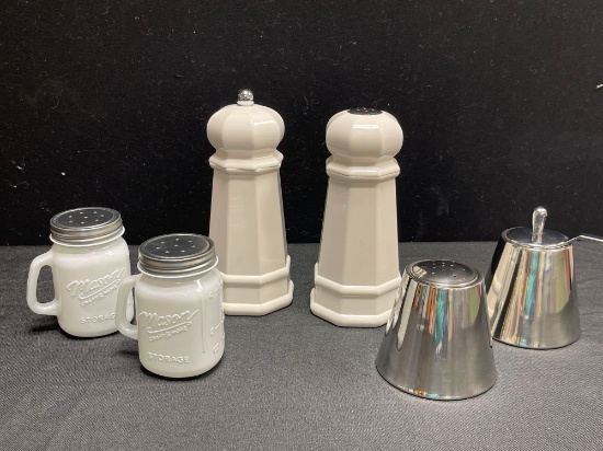 Vintage Salt and Pepper Shakers, Stainless, Mr Dudley, Mason