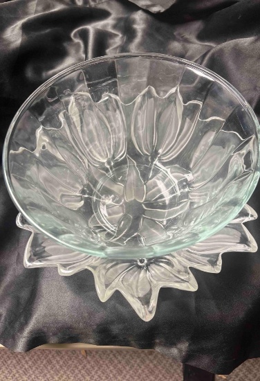 (2) Vintage Serving Bowls, including Walther Glass Tulip Bowl and Libbey Optic?