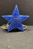 Blue Ceramic Star Lamp Americana Punch Art Accent Night Light 8