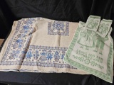 Vintage European souvenir throw or tablecloth and wash towels