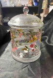 Fifth Avenue Crystal Floral Cookie Jar Made In Romania