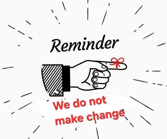 Bring exact amount if paying cash. We can not make change.