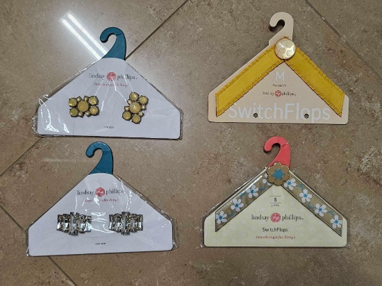 new LINDSEY PHILLIPS SWITCH FLOPS INTERCHANGEABLE STRAPS AND SNAPS