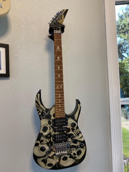 Electric guitar autographed by The Killers band and framed CD