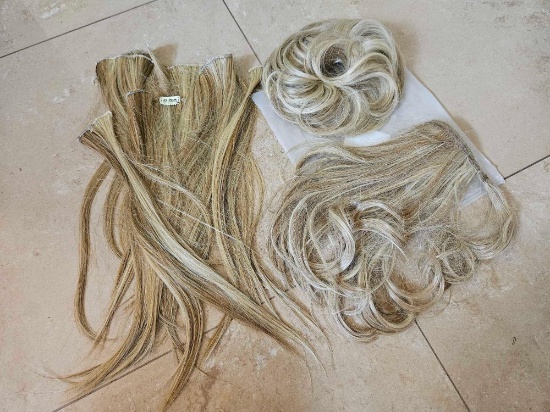 BLONDE HAIR EXTENSIONS including ponytail round
