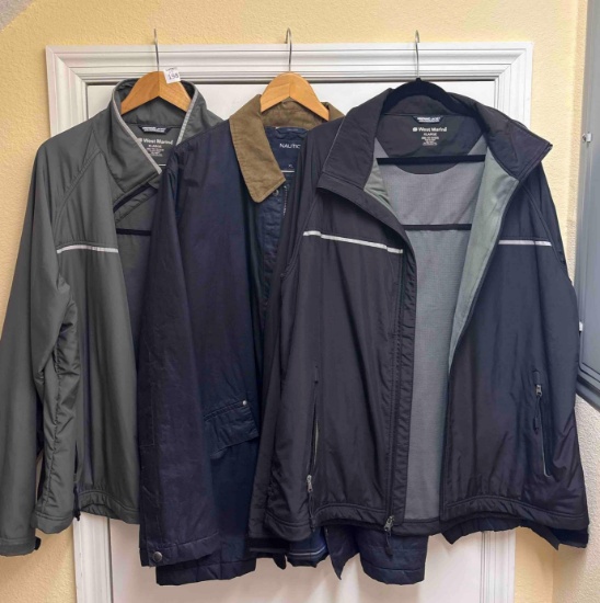 (3) Nautica and West Marine Wind Breaker Jackets, Sz XL