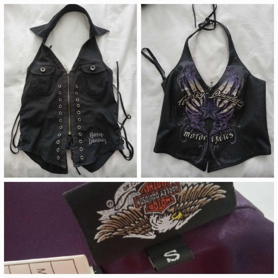 Vintage Harley Davidson Halter Tops, including Womens Purple Leather Rising Star Crop Top