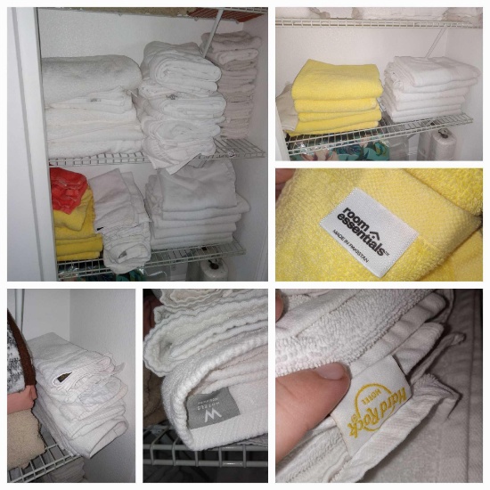 Linen Closet Stuffed with Great crisp Mostly White Towels, Bath, Hand, wash cloth