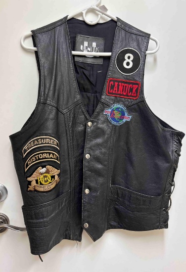 Vintage UNIK Leather Motorcycle Vest with Patches