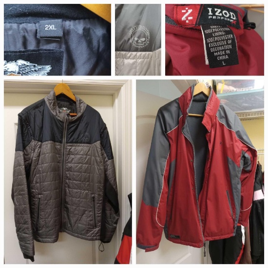 Harley-Davidson Men's Turret Packable Mid-Layer Jacket Sz 2XL & IZOD Reversible Jacket Sz L