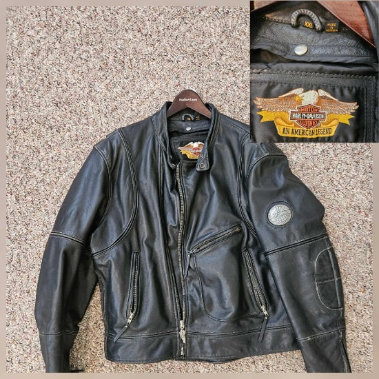 Harley Davidson Men's Black Leather Jacket Large Inner Liner D Pocket Sz XXL