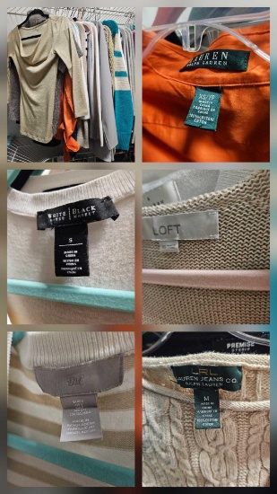 Nice LADIES TOPS AND SWEATERS including WHITE BLACK, LAUREN, LOFT, H and M