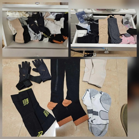 2 drawers full of Diabetic / Compression Socks, and more