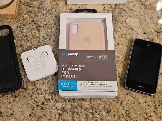 Old APPLE IPHONE, NEW BOXED CASE, EARBUDS