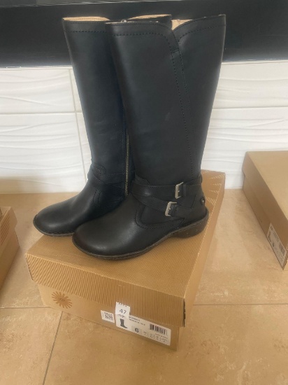 NEW! UGG Rosen Black Leather Boots - Womens Size 6