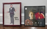 Framed autographed celebrity memorabilia including Ria Mae and John Gary