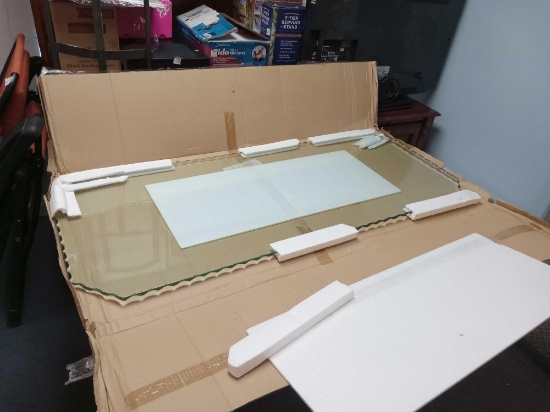 GORGEOUS!! NEW 20"X50" Rectangular Clip Chip Edge Glass for Table
