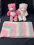 Beautiful Hand Crocheted Afghan, Cute Build a Bears