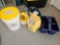 FISH BUCKET, 5 GALLON LID AERATOR? PLUS BAKED BUCKETS AND OTHER USEFUL ITEMS