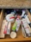 BEAUTY DRAWER AND MEDICINE CABINET CONTENTS, INCLUDING UNOPENED AZO, BEAUTY CREAMS, LANCOME