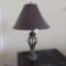 Curved Wired Bronze-Style, Leather-style Shade, Table Lamp