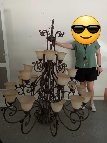 Giant Wrought Metal ornate Chandelier, Possibly Kichler Larissa