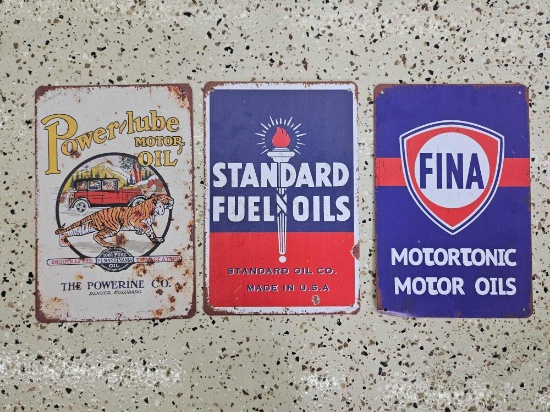 VINTAGE STYLE METAL GASOLINE GARAGE SIGNS including