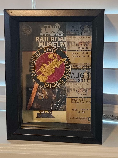 CALIFORNIA STATE RAIROAD MUSEUM SHADOW BOX WITH PATCH