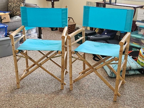 VERY STURDY FOLDING BAMBOO DIRECTORS CHAIRS,