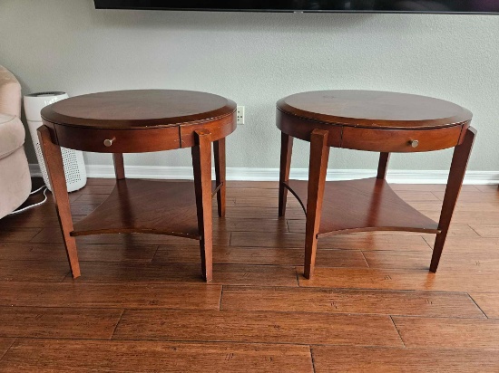 Pair of round end tables, side tables
