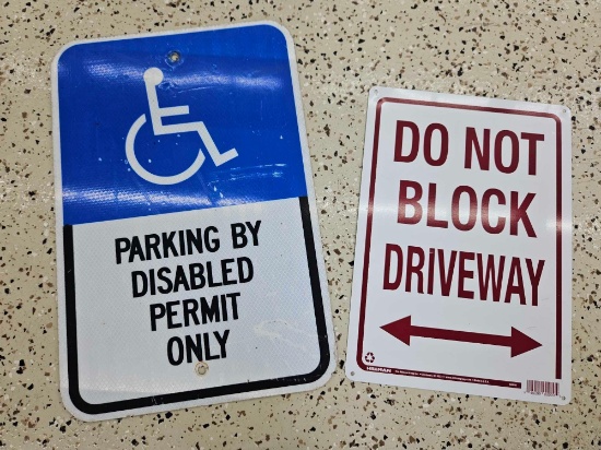Reflective HANDICAP PARKING SIGN PLUS DO NOT BLOCK DRIVEWAY