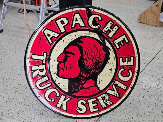 24 in. APACHE TRUCK SERVICE METAL SIGNAGE