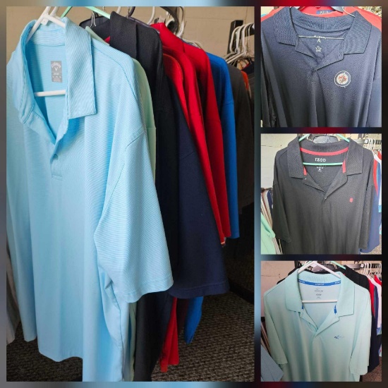 (10) MENS GOLF SHIRTS including IZOD, ANTIQUA, POLO, CALLAWAY