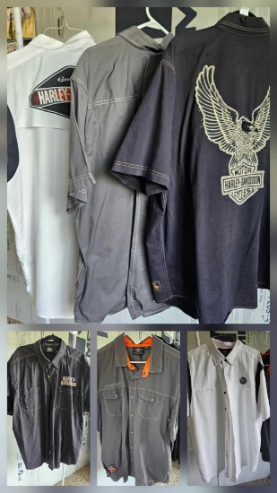 3 HARLEY DAVIDSON BRANDED BUTTON UP SHIRTS