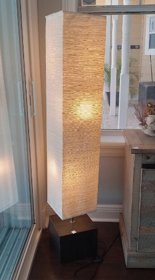 Mainstays White Rice Paper Floor Lamp with Dark Wood Base