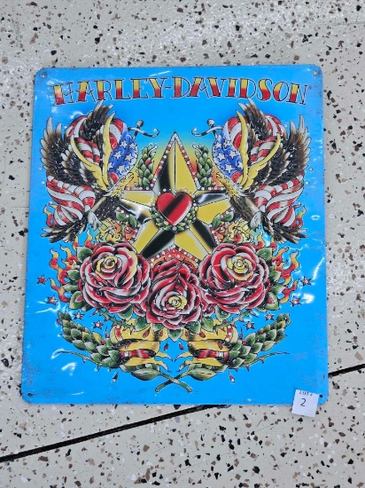 Cool Harley Davidson Star Tattoo metal sign, guy harvey style