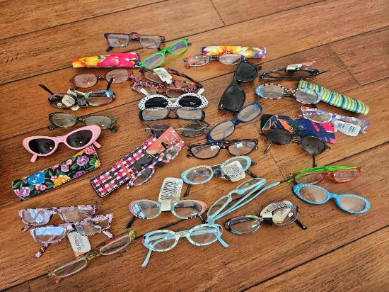 GROUPING OF LADIES READERS EYEGLASSES AND SUNGLASSES