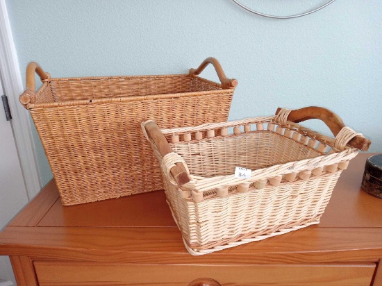 Pair of Woven Wicker Decor Baskets