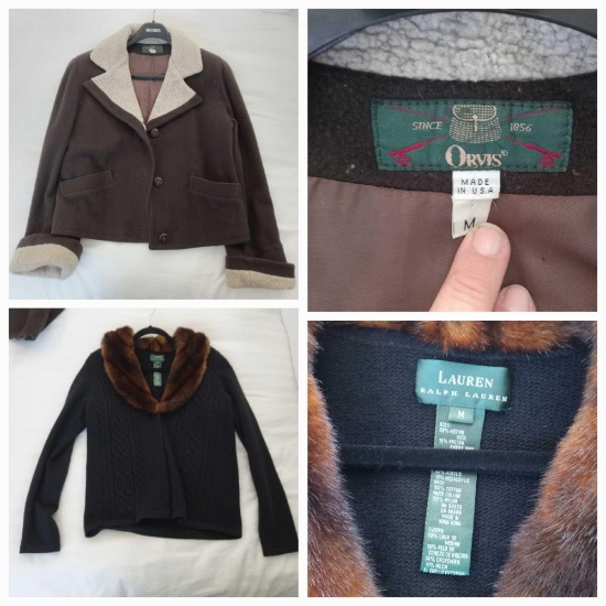 (4) Ladies' Cold Weather Apparel: Ralph Lauren, Bar III, Orvis, Cherokee 2-XL