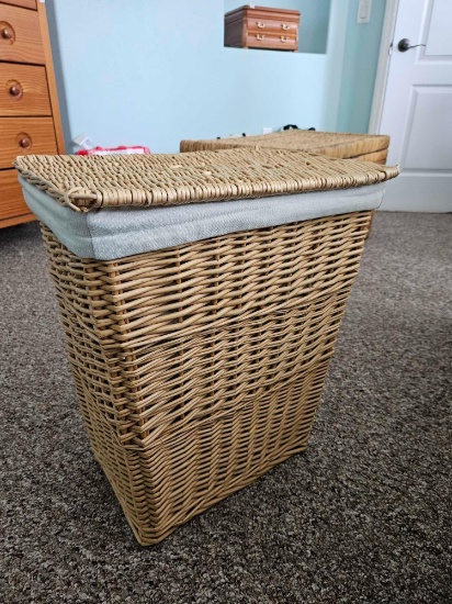 Tall Woven Wicker Laundry Basket with liner