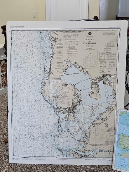 MOUNTED MAPS - TAMPA BAY AND SAINT JOSEPH SOUND, NORWEGIAN CRUISE LINE