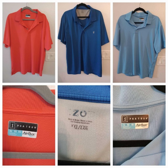 (6) Men's Collared Shirt Apparel, L-XXL, IZON, Airflux, Greg Norman