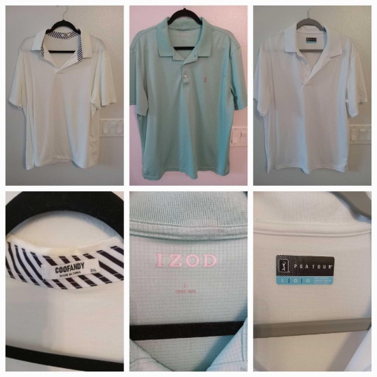 (6) Men's Collared Shirts (L-2XL) Including Izod, Coofandy, PGS Tour