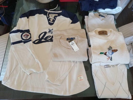 Group of Men's Sweaters, XL-2XL, Winipeg Jets Apparel, Polo, Field and Stream