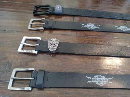 (4) Men's Harley Davidson Belts, Used