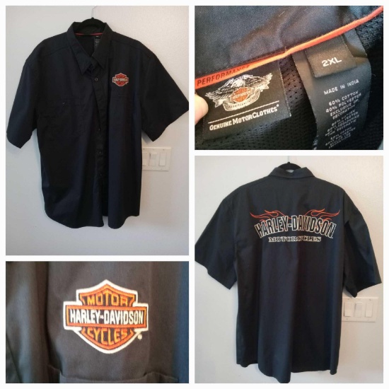 (2) Harley Davidson Men's Button Up Shirts Size 2XL