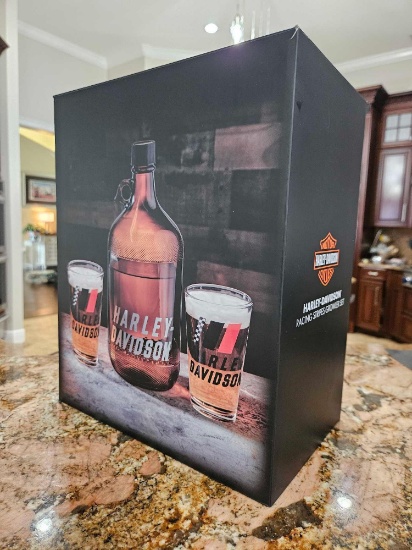 NEW BOXED HARLEY DAVIDSON RACING STRIPES GROWLER SET