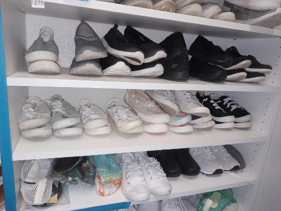 (6) Closet Shelves of Ladies' Shoes including New Water Shoes, Keds, etc, Sz 6-7