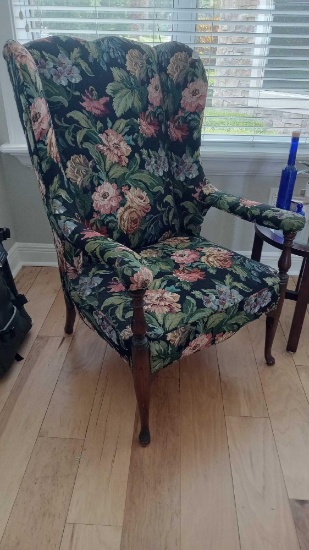Wing Back Tapestry-style Smoking Chair