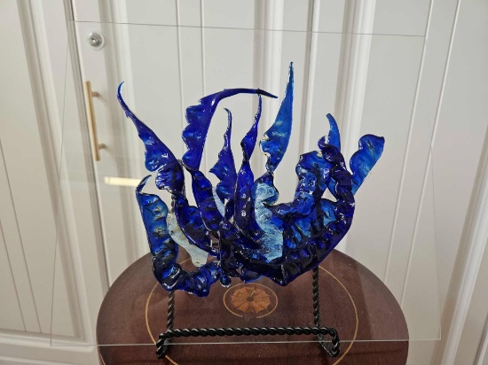 Signed, Cobalt Blue, Blown Glass Sculpture